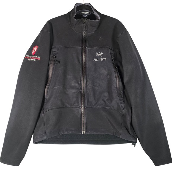 Arc'teryx Men's Softshell Jacket Great Canadian Heli Skiing Black Medium *READ - Picture 1 of 16
